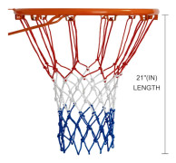 Tvådelad basketbollkorg med regn- och solskydd, rött, vitt och blått flätat rep, lämplig för professionella inom- och utomhusspel