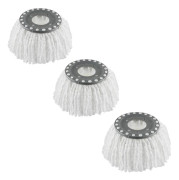 3-pack premium ersättningsmopphuvuden refill för 360° roterande rund snurr mopp mikrofiber (vit)