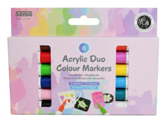 Sense Akrylpennor Dubbla Färger 6-pack