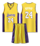 Mordely #24 Kobe Bryant Baskettröja Set Lakers Uniform för Barn Vuxna - Gul 2XL (170-175CM)