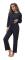 Pyjamas Set Dam Långärmad Sovkläder Loungewear Mjukt Pyjamasset Navy M