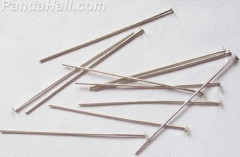 50 st Platinapläterade hattpinnar med platt hatt 60 mm. långa