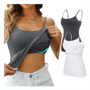 Dam Camisole Sleeveless Cami Väst Topp Yoga Tank Tops grey L