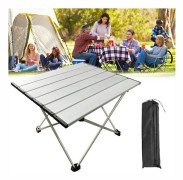 Campingbord med rulltopp i aluminiumlegering, bärbart, hopfällbart, halkfritt, slitstarkt mini-picknickbord för vandring och resor
