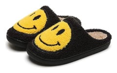 Smiley tofflor, retro mjuka plysch lätta tofflor slip-on mysiga inomhus utomhus tofflor