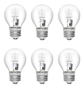 E27 Halogenlampor 28W G45 Glas Dimbar Varmvit 2700K Golfbollsformad Lampa Edison Skruv Lampa Klar Skal för Ljuskrona (6-pack)