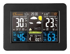 2025 Ny Färgdisplay Digital Väderstation med Temperatur/Luftfuktighetslarm/Barometer/Kalender/Multi