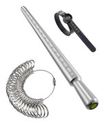 /EA/Ringstorleksmätningsverktygsset, Ringstorleksmätning med förstoringsglas, Solid Ring Dorn Storleksmätningsverktyg för
