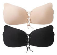 2-delad C klisterbh, silikon strapless bh, klisterbh, självhäftande