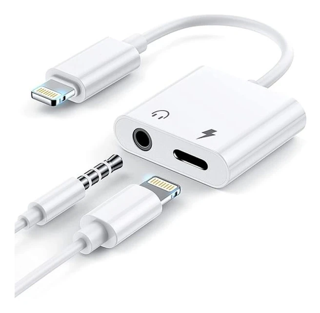 2 in 1 Lightning Splitter hörlurar adapter Lightning to 3.5mm