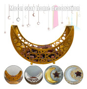 Eid Mubarak Moon/Star Serveringsbricka Bestick Dessert Mat Förvaringsbehållare Ramadan Smidesjärnsbricka För heminredning Golden A