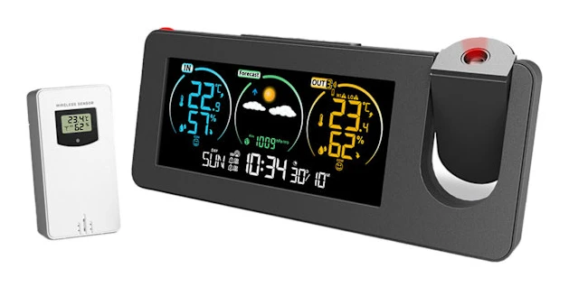 With Indoor & Outdoor Temperature Alarm Clock Digital Projector On Ceiling