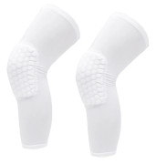 2-pack Knabygel Unisex Förlängd Honeycomb Anti-kollisions Kompressions Knäskydd Basket Vit L 175-185 cm Höjd
