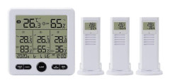 Termometer Hygrometer Färglarmsklocka med 3 Trådlösa Sändare