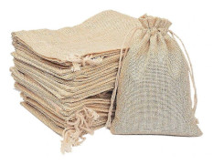 100 stycken linnedragpåse, 10 x 14 cm naturlig oblekt muslinpåse för kryddor, te, örter [DB]