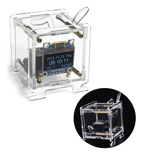 WiFi Klockmodul OLED Display DIY Tid Datum Temperatur Luftfuktighet Väderprognosindikator DC5V Klocka