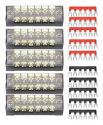 6-positions 600V 15A Skruvplint 5 Rader Dubbla Lager Isolerad Terminal Barriärremsa