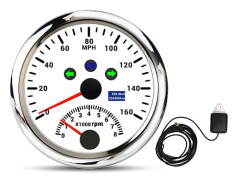 GPS Hastighetsmätare Med Varvräknare 8000RPM DC9 till 32V IP67 Vattentät 0 till 160MPH Röd Bakgrundsbelysning Exakt för Båt ATV Vit Urtavla