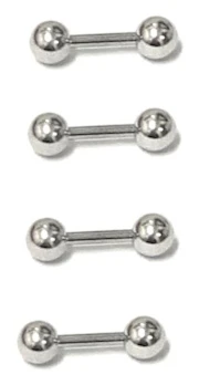 4 st Tunna barbell i 316L kirurgiskt stål, 1,2mm tjock