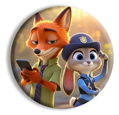 Zootropolis-badge, plåt, snygg holografisk effekt, 5,8 cm. (Kändis-/Anime-periferihänge, holografisk film)