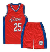 Kids Unisex Basket Training Suit Kits Väst Skjorta + Shorts Sets_s 25 Red 76ers 2XL(160-165CM)