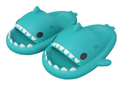 Unisex Shark Slides - halkfria, roliga sandaler med öppen tå, trendiga, söta strandtofflor för inomhus- och utomhusbruk (8,5-9)