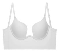 Dam BH med Låg Rygg, Djup U-ringning White XL