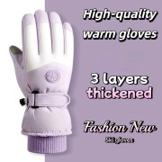 Höst- och vinterhandskar för kvinnor, fashionabel design med pekskärmskompatibilitet, förtjockade fodrade vindtäta köldtåliga varma handskar, Out (LGL) Women's Purple And White