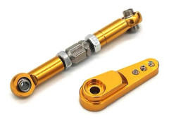 Metall Servo Rod och Servoarm För 104009 12402-a Rc Bil Uppgraderingsdelar Tillbehör, gul