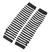Par Vita Svarta Ränder Akryl Fingerlösa Armvärmare Handskar för Kvinnor (FMY) Black White