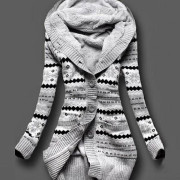 Kvinnor Vinter Tjock Huvtröja Cardigans Tröjor Fleece Varm Solid Lös Stickad Rock Långärmad
