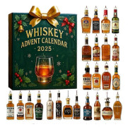 Whiskey/Öl/Cocktail Adventskalender 2025: 24 Dagars Julnedräkningskalender med 3D Akryl Julgransprydnader, Gåva till Whiskey/Öl/Cockt