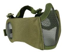 Vikbar taktisk halvmask i nät med öronskydd (militärgrön)