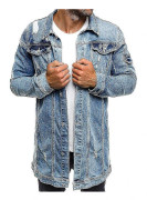 jeansjacka Lång jeansjacka för män fashionabel jacka BLUE M