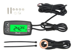 3 i 1 Digital Klocka Voltmeter Termometer IP67 Vattentät Motorcykelmätare för ATV