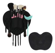 Silicone Makeup Brush Organizer , Makeup Brush Cleaning Mat - Brush Holder For Air Drying. Easy To Mount To Wall, Mirror, Dresser Or Tile (black)