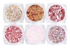 6pcs Nail Sequins Stylish Thin Plastic Shiny Nail Glitter Powder For Home