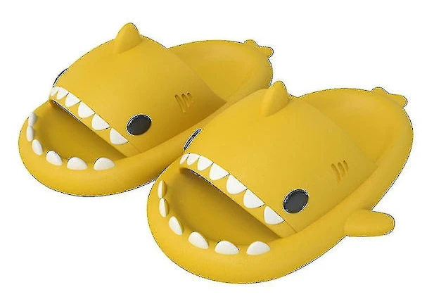 Mode för män och kvinnor Hajtofflor Halkfria sandaler med öppen tå Strandtofflor Söta hajtofflor CNMR yellow 36-37