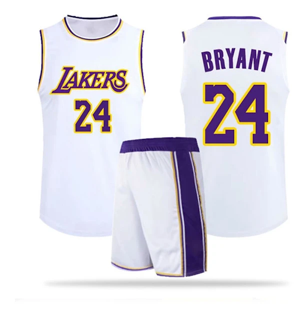 NBA Basketball Uniform LAL Rundhals-Vit Kostym-Nr. 24 Kobe Children XL/28 yards (150-155cm)