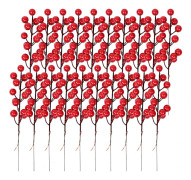 Konstgjorda Röda Bärgrenar, 20 st Glitter Julgransdekorationer, DIY Julkrans, Högtids- och Heminredning{REN}