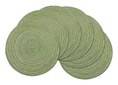 Set Of 6 Round Woven Placemats,washable,round Cotton Placemats,washable,heat-resistant And Non-slip,diameter 35cm,beige Green