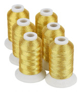 6 Guldmetallisk broderimaskin tråd 500m(550y) för broderi och dekorativ sömnad