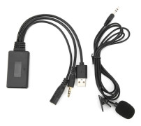 Bluetooth 5.0 AUX Kabeladapter med Mikrofon Handsfree Samtal Ersättning för Ford Focus Mondeo