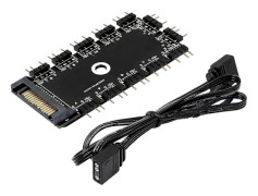 3-Pin 5V ARGB-kontroller, 1 till 11 portar ARGB-HUB 12-vägs 5V 3-Pin RGB LED-splitterhubb med SATA-portstöd. Magisk tejp och skruvmontering