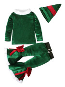 3 Styck Julkläder Sammetsbyxor Green 130