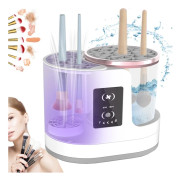 Sminkborstrengörare 3 i 1 Elektrisk Sminkborstrengörare och Torkare, Automatisk Sminkborstrengöringsmaskin med Flera Torkinställningar
