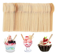 Mini Träteskedar 14 cm 100 st Små Träskedar för Desserter Fester Hantverk
