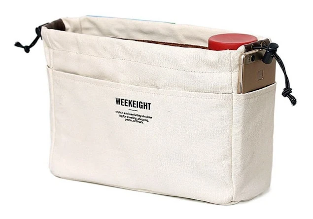 Canvas Handväska Organizer Väska Innerficka Smink Handväska white S