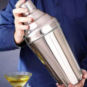 1,8L Stor Boston Bar Shaker i Rostfritt Stål för Cocktails: 3-Delars Set |