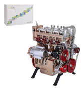 Cylinder Bilmotor Kit, Mini Motormodell Mekanisk Montering Undervisningsmotor Leksak för Barn och Vuxna, Lyxigt Guld + Röd, (g02308llc17en)